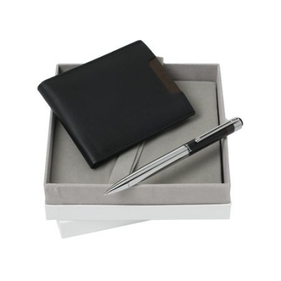 Zestaw CPBW428 – portfel CLM428  ”London Noir” + długopis CST4054 ”London Marron”