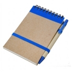 Notes Kraft 90x140/70k gładki z długopisem, niebieski/beżowy 