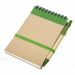 Notes Kraft z długopisem, zielony/beżowy - Zdjęcie