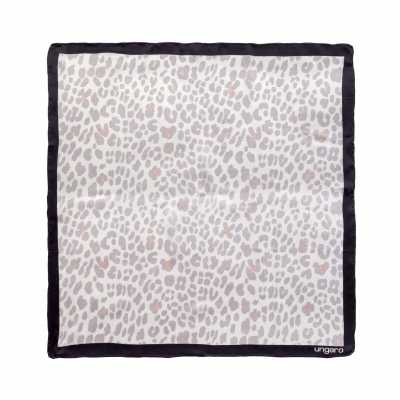 Silk scarf Léopardo White-grey