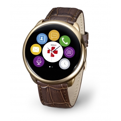 MyKronoz Smartwatch ZEROUND-PREMIUM-PINK GOLD/BROWN LEATHER BAND (+ BLACK SILICON BAND)