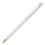 Długopis aluminiowy Touch Tip Gold, biały - Zdjęcie