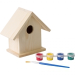 Domek dla ptaków, zestaw do malowania, farbki i pędzelek - Zdjęcie