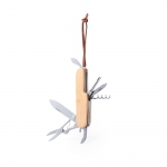 Nóż wielofunkcyjny, scyzoryk, 9 funkcji, bambusowy uchwyt - Zdjęcie