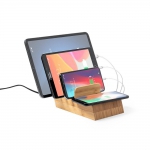 Bambusowa ładowarka bezprzewodowa 10W, stojak na telefon, stojak na tablet - Zdjęcie
