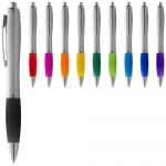 Długopis ze srebrnym korpusem i kolorowym uchwytem Nash - Zdjęcie