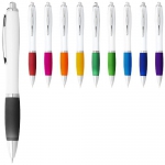 Długopis Nash z białym korpusem i kolorwym uchwytem - Zdjęcie