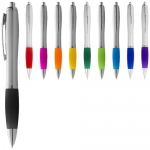 Długopis ze srebrnym korpusem i kolorowym uchwytem Nash - Zdjęcie